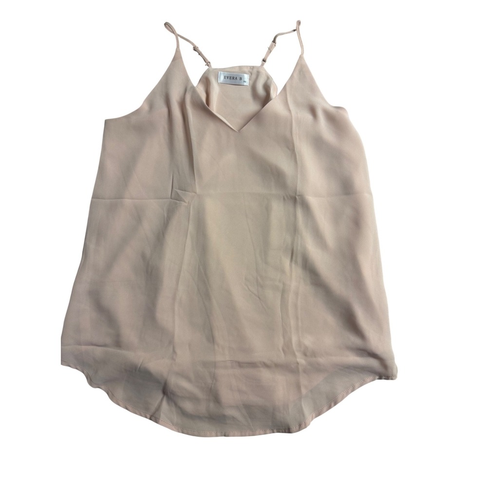 Evera B Womens Blush Pink V-Neck Adjustable Spaghetti Strap Camisole Top XS